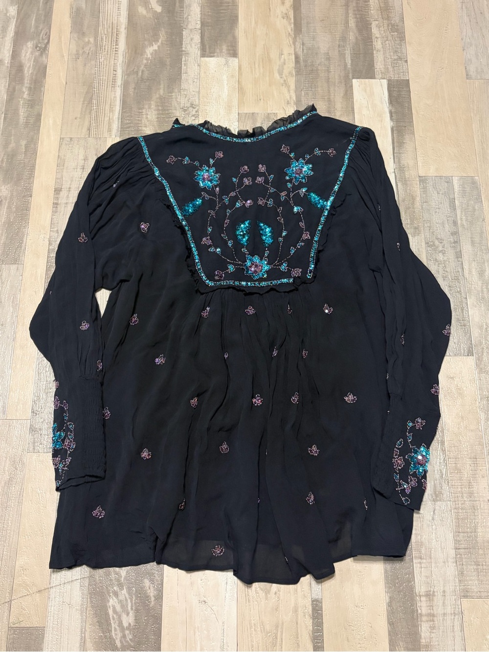 Free People Bali Golden Sun Dress Black Medium Rare - Picture 6 of 6